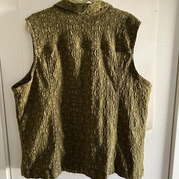 CJ Banks Vest size 3X Button Front Green Stretch Vest Boho Comfy. - Picture 7 of 13